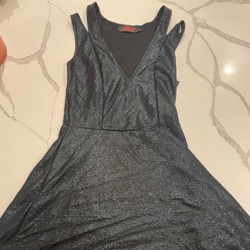Motel Rocks Shimmering Black Backless Dress